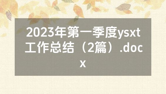 2023年第一季度ysxt工作总结（2篇）.docx