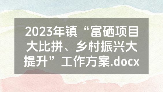 2023年镇“富硒项目大比拼、乡村振兴大提升”工作方案.docx