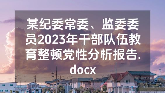 某纪委常委、监委委员2023年干部队伍教育整顿党性分析报告.docx