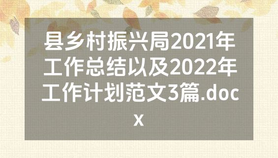 县乡村振兴局2021年工作总结以及2022年工作计划范文3篇.docx