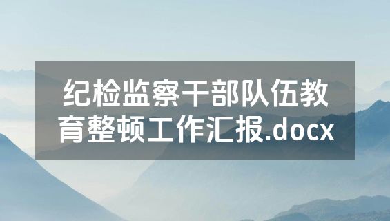 纪检监察干部队伍教育整顿工作汇报.docx