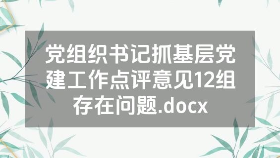党组织书记抓基层党建工作点评意见12组存在问题.docx