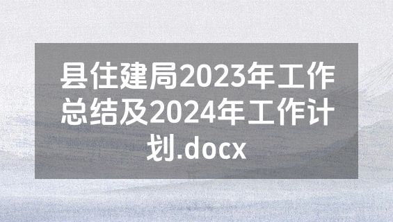 县住建局2023年工作总结及2024年工作计划.docx