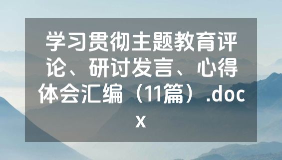 学习贯彻主题教育评论、研讨发言、心得体会汇编（11篇）.docx