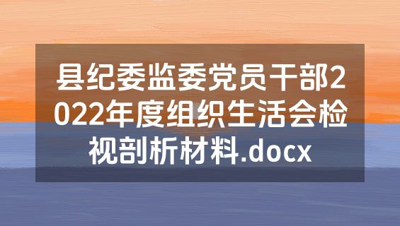 县纪委监委党员干部2022年度组织生活会检视剖析材料.docx