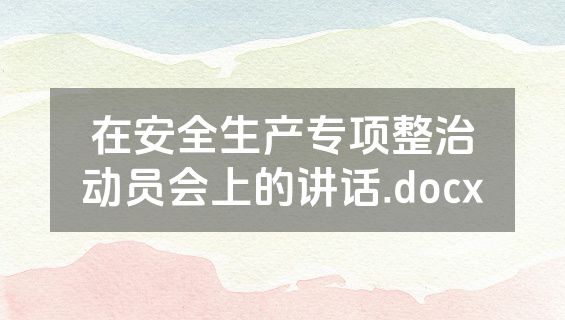 在安全生产专项整治动员会上的讲话.docx