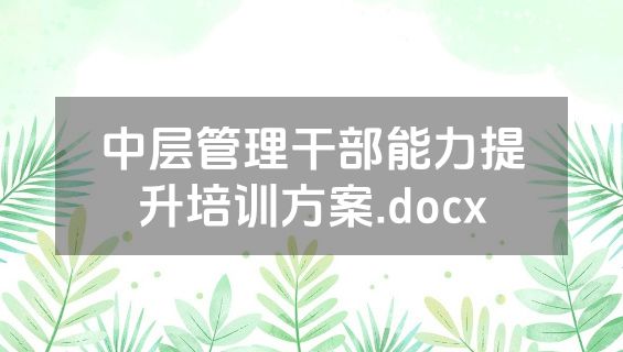 中层管理干部能力提升培训方案.docx