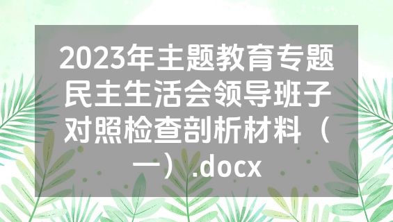 2023年主题教育专题民主生活会领导班子对照检查剖析材料（一）.docx