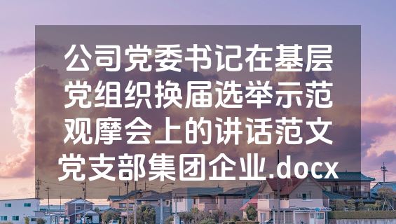 公司党委书记在基层党组织换届选举示范观摩会上的讲话范文党支部集团企业.docx