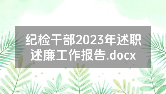 纪检干部2023年述职述廉工作报告.docx