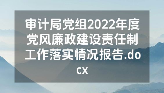 审计局党组2022年度党风廉政建设责任制工作落实情况报告.docx