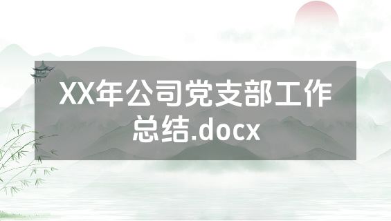 XX年公司党支部工作总结.docx