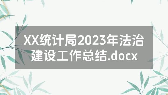 XX统计局2023年法治建设工作总结.docx