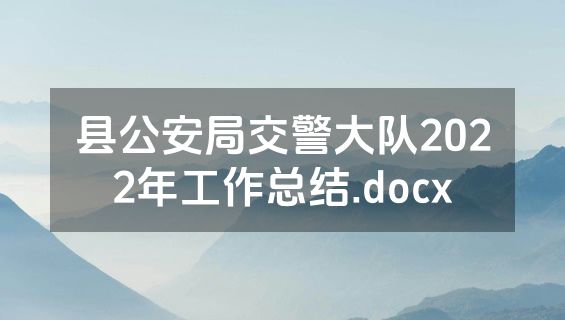 县公安局交警大队2022年工作总结.docx