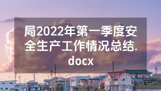 局2022年第一季度安全生产工作情况总结.docx