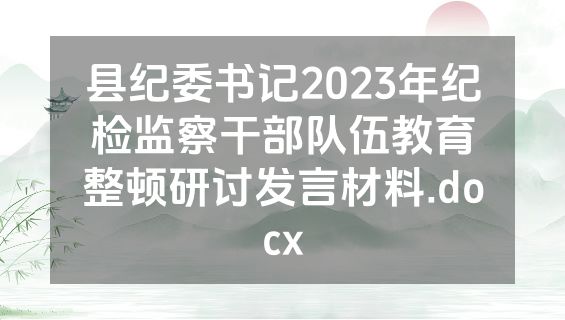 县纪委书记2023年纪检监察干部队伍教育整顿研讨发言材料.docx