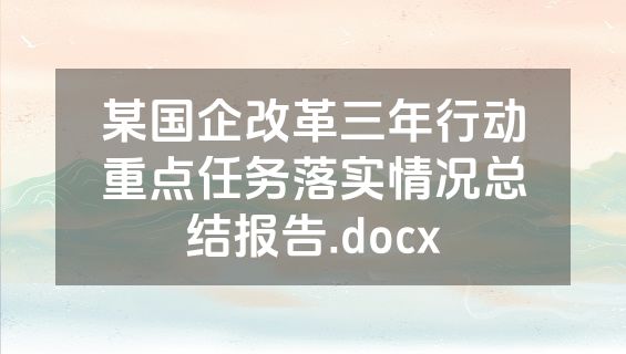 某国企改革三年行动重点任务落实情况总结报告.docx