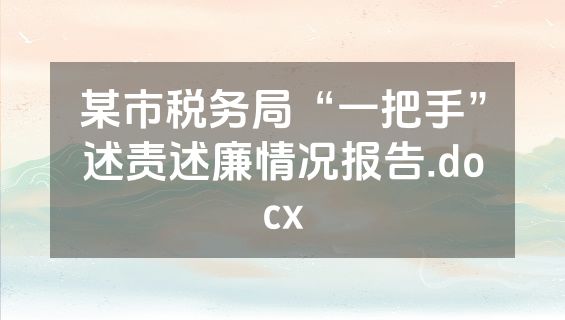 某市税务局“一把手”述责述廉情况报告.docx