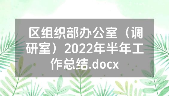 区组织部办公室（调研室）2022年半年工作总结.docx