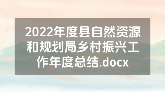 2022年度县自然资源和规划局乡村振兴工作年度总结.docx