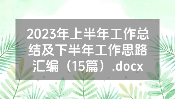 2023年上半年工作总结及下半年工作思路汇编（15篇）.docx