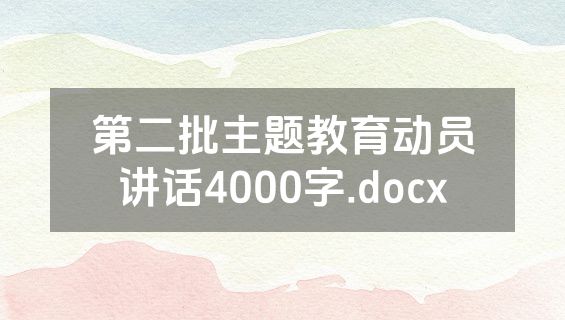 第二批主题教育动员讲话4000字.docx