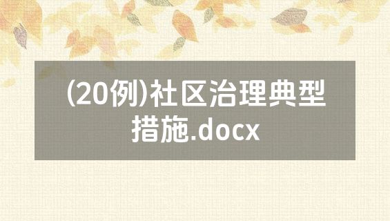 (20例)社区治理典型措施.docx
