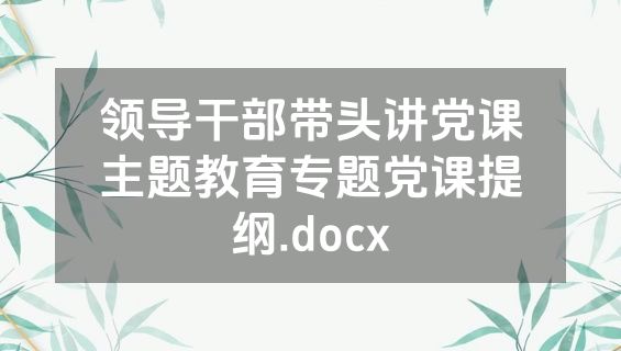 领导干部带头讲党课主题教育专题党课提纲.docx