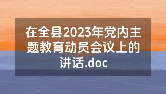 在全县2023年党内主题教育动员会议上的讲话.doc