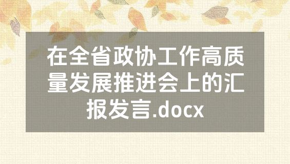 在全省政协工作高质量发展推进会上的汇报发言.docx