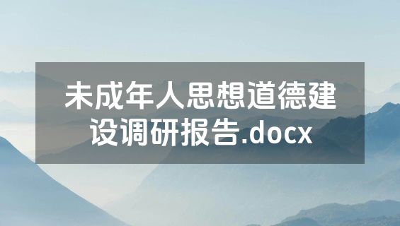 未成年人思想道德建设调研报告.docx