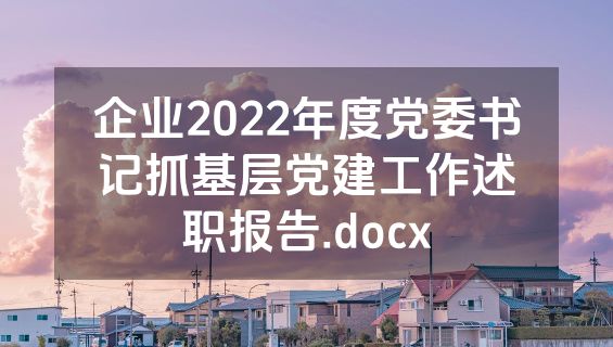 企业2022年度党委书记抓基层党建工作述职报告.docx