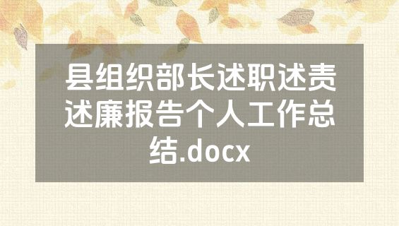 县组织部长述职述责述廉报告个人工作总结.docx