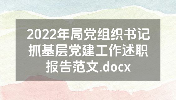 2022年局党组织书记抓基层党建工作述职报告范文.docx