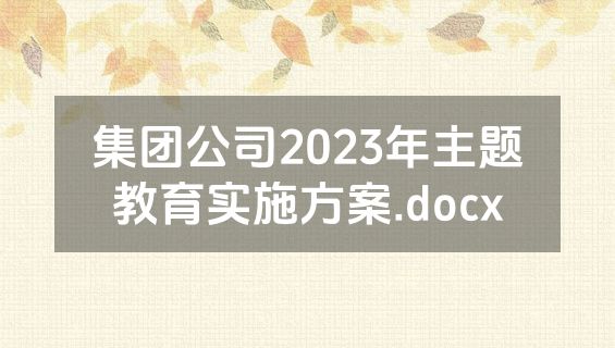 集团公司2023年主题教育实施方案.docx