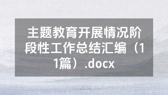 主题教育开展情况阶段性工作总结汇编（11篇）.docx