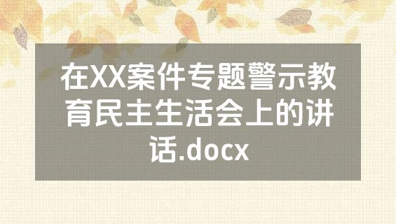 在XX案件专题警示教育民主生活会上的讲话.docx