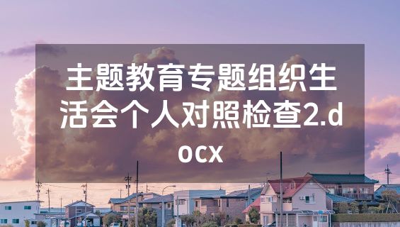 主题教育专题组织生活会个人对照检查2.docx