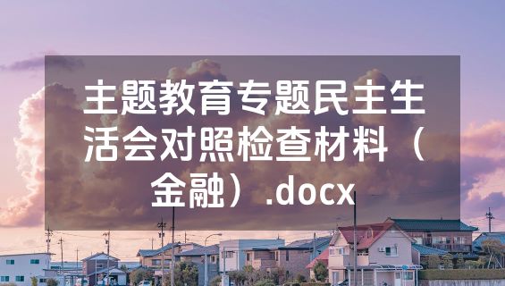 主题教育专题民主生活会对照检查材料（金融）.docx