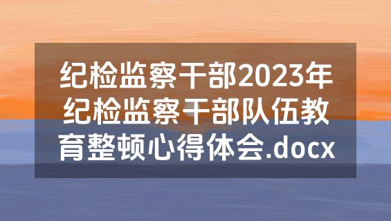 纪检监察干部2023年纪检监察干部队伍教育整顿心得体会.docx