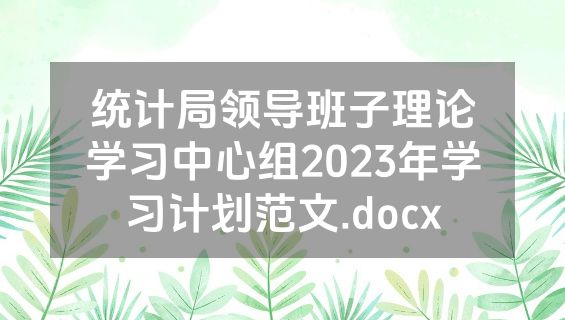 统计局领导班子理论学习中心组2023年学习计划范文.docx