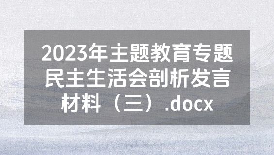 2023年主题教育专题民主生活会剖析发言材料（三）.docx