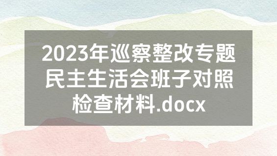 2023年巡察整改专题民主生活会班子对照检查材料.docx