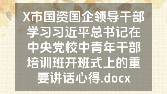 X市国资国企领导干部学习习近平总书记在中央党校中青年干部培训班开班式上的重要讲话心得.docx