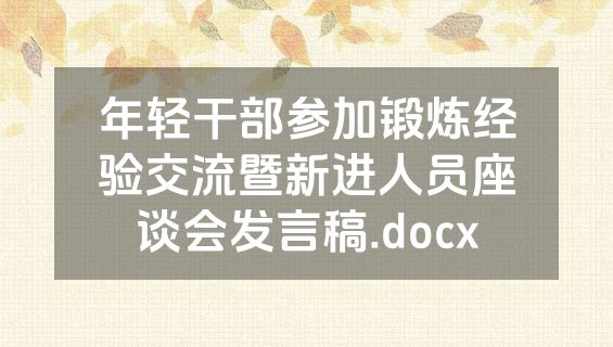 年轻干部参加锻炼经验交流暨新进人员座谈会发言稿.docx