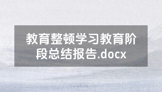 教育整顿学习教育阶段总结报告.docx