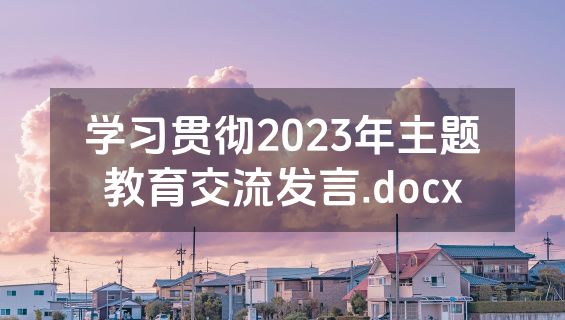 学习贯彻2023年主题教育交流发言.docx