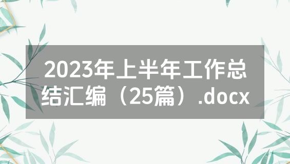 2023年上半年工作总结汇编（25篇）.docx
