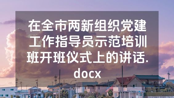 在全市两新组织党建工作指导员示范培训班开班仪式上的讲话.docx