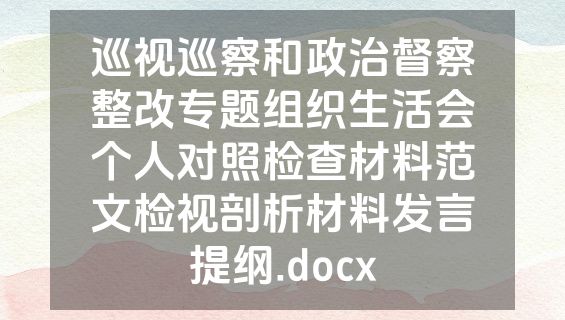 巡视巡察和政治督察整改专题组织生活会个人对照检查材料范文检视剖析材料发言提纲.docx
